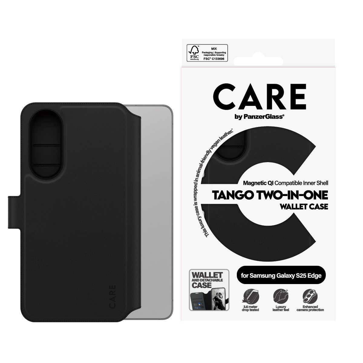 CARE by PanzerGlass® Feature Case Tango Two-in-One Wallet m. Qi-Compatible Samsung S25 Edge